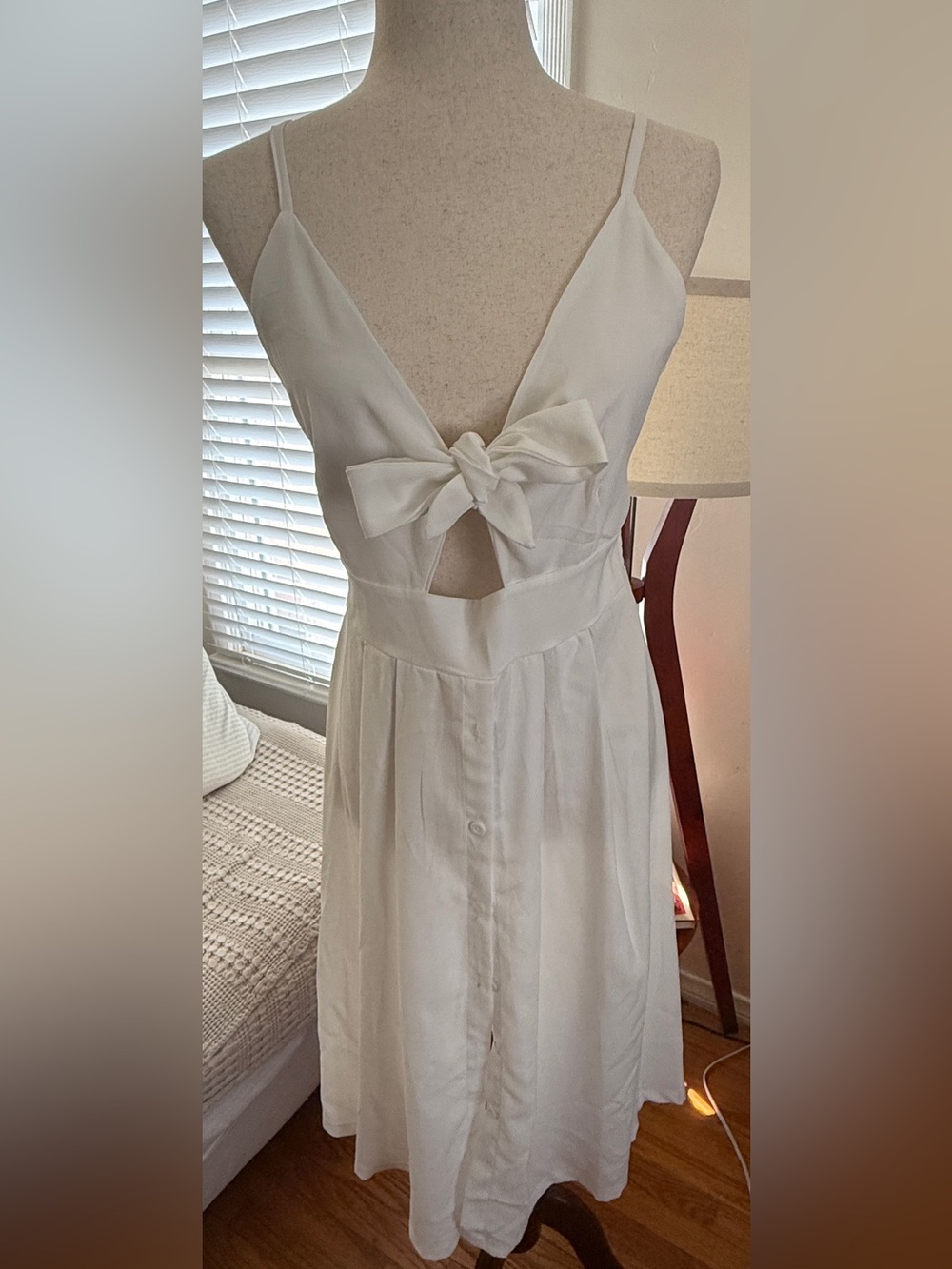 VIDA White Strapless Tie-Front Midi Dress
